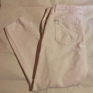 Boyfriend White Distressed Ripped Jeans Size 10